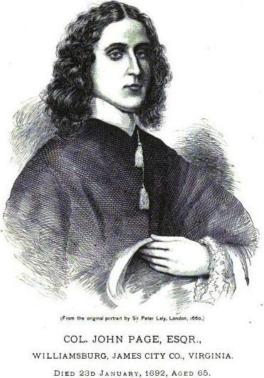 Engraved portrait of Col. John Page, Esq., of Williamsburg