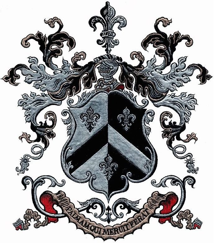Coat of arms of the Nelson family, with the motto Palmam qui meruit ferat
